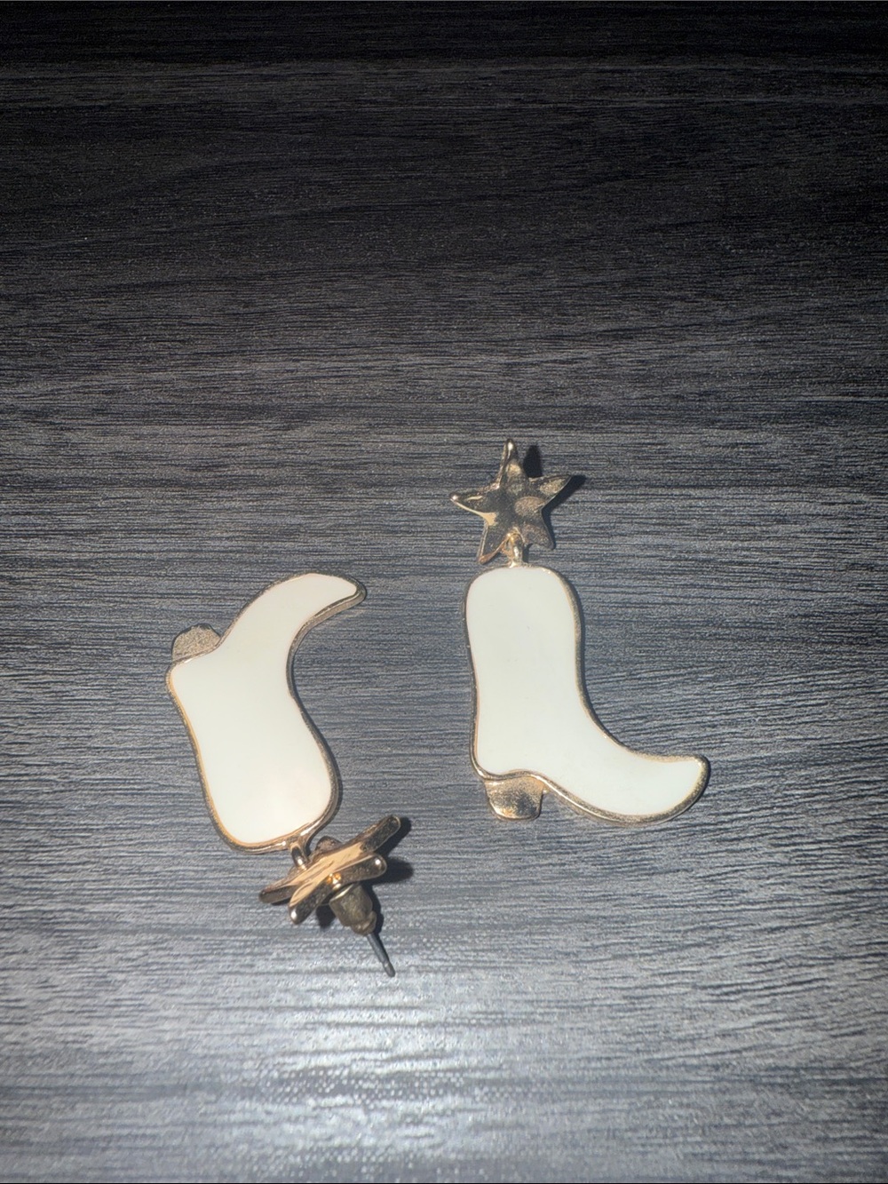 Trendy boutique White Cowboy Boot Star Drop Earrings